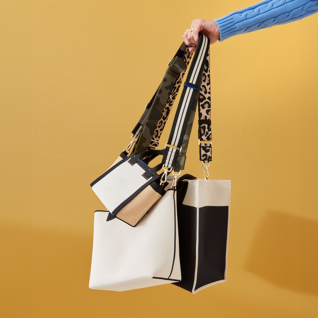 The Crossbody Strap - Black and White Stripe - Image 5